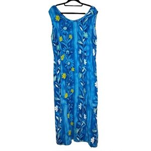 Jams World Vintage 90s Hawaiian Floral Blutrellis Tank Pockets Midi Dress - XL